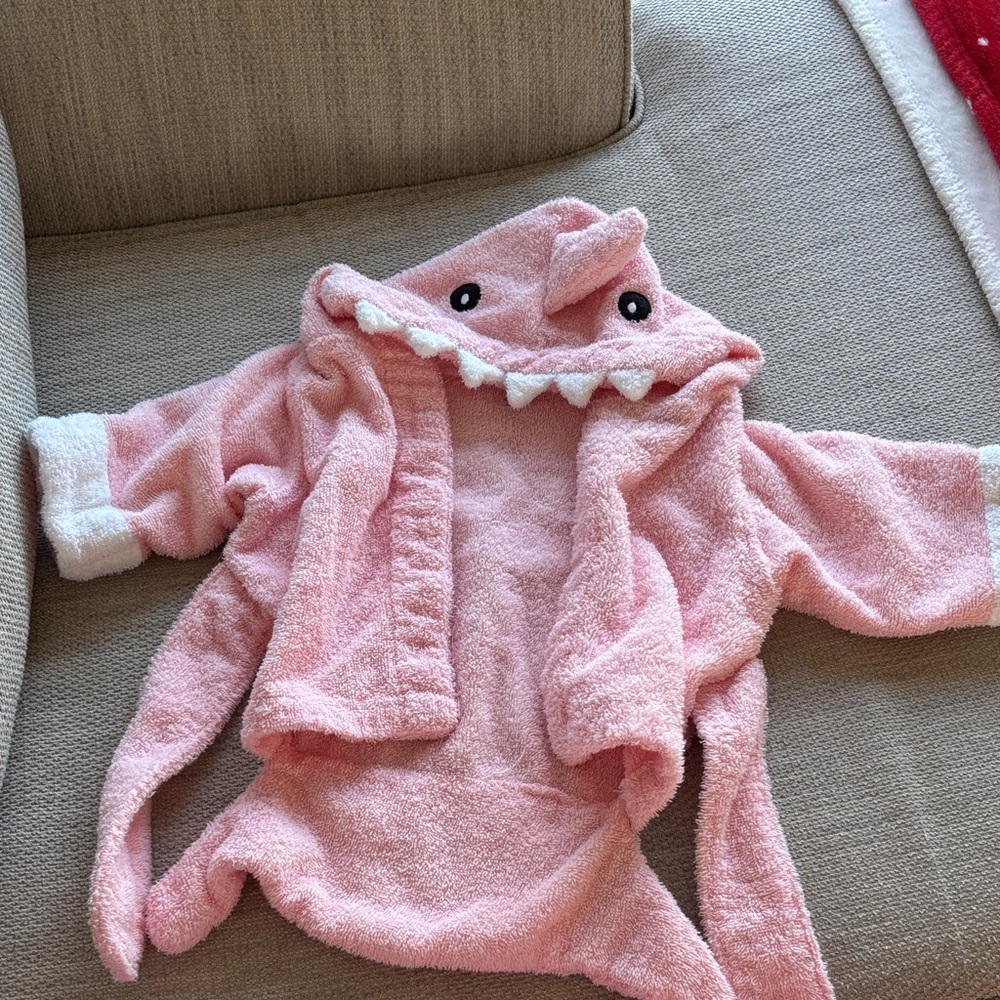 Pink Shark Hooded Baby Towel
